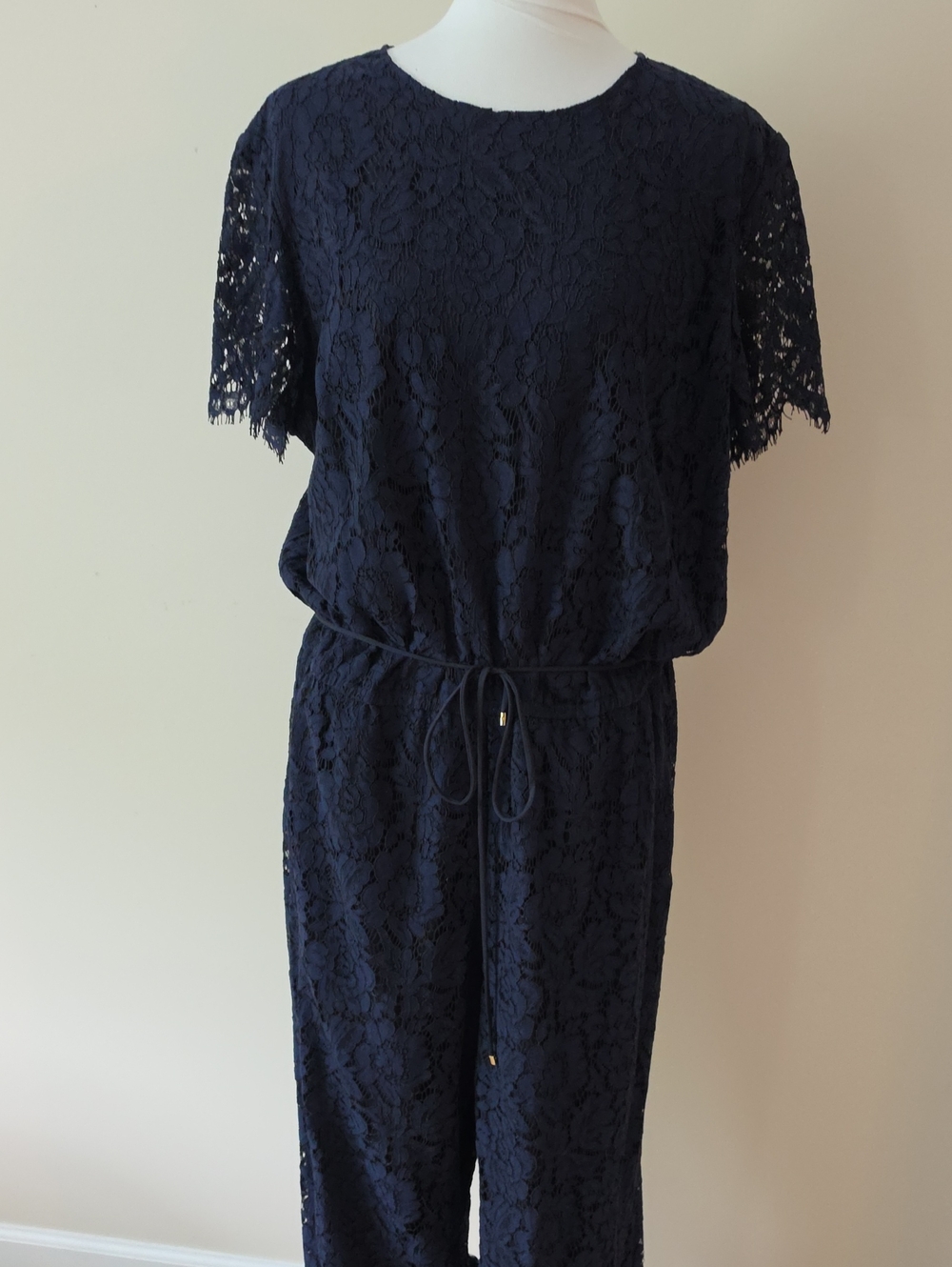 Lauren Ralph Lauren Navy Lace Short Sleeve Jumpsuit Brand New